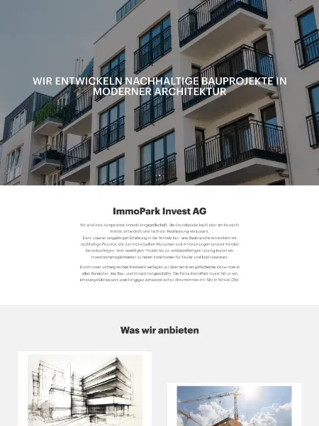 Webseite ImmoPark Invest AGvon Suv Design