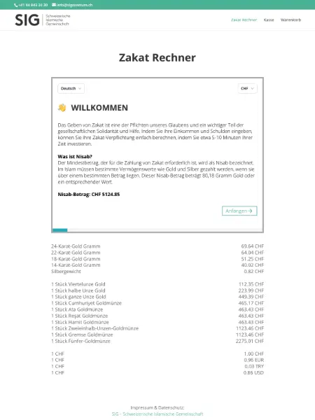 Webseite SIG Online Zahlungvon Suv Design